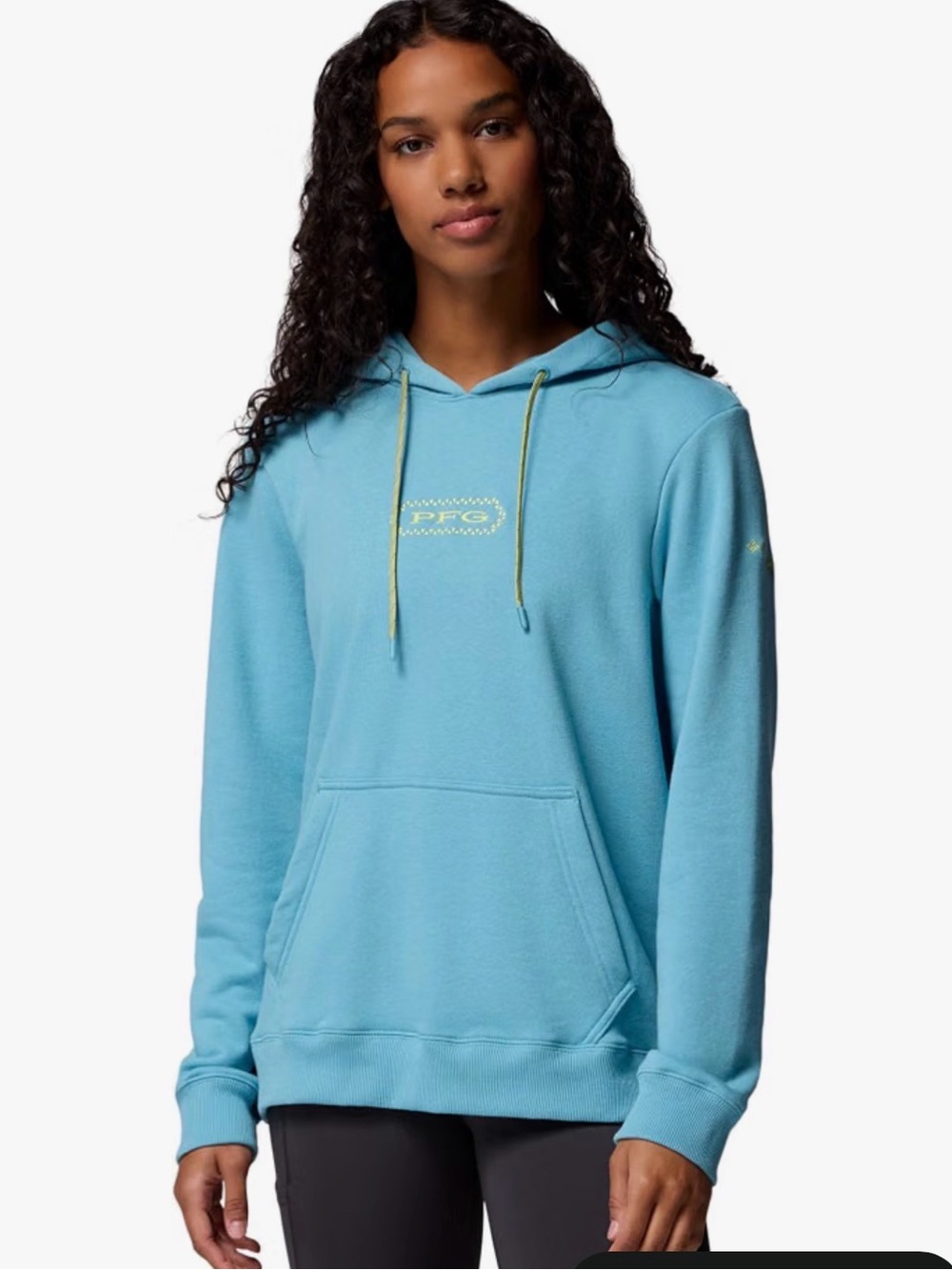 Light Blue Women's Pullover Hoodie with Front Pocket